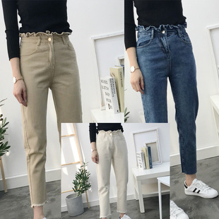 韩版现货  花苞款 女式直筒裤 无弹力 宽款舒服 显瘦