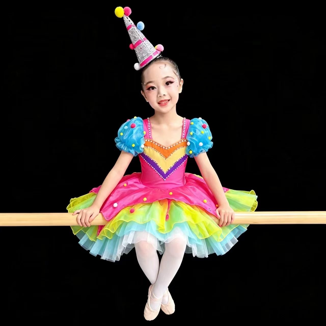 六一芭比奇妙夜舞蹈服七彩独舞芭比奇幻夜蓬蓬裙舞蹈演出服洋娃娃