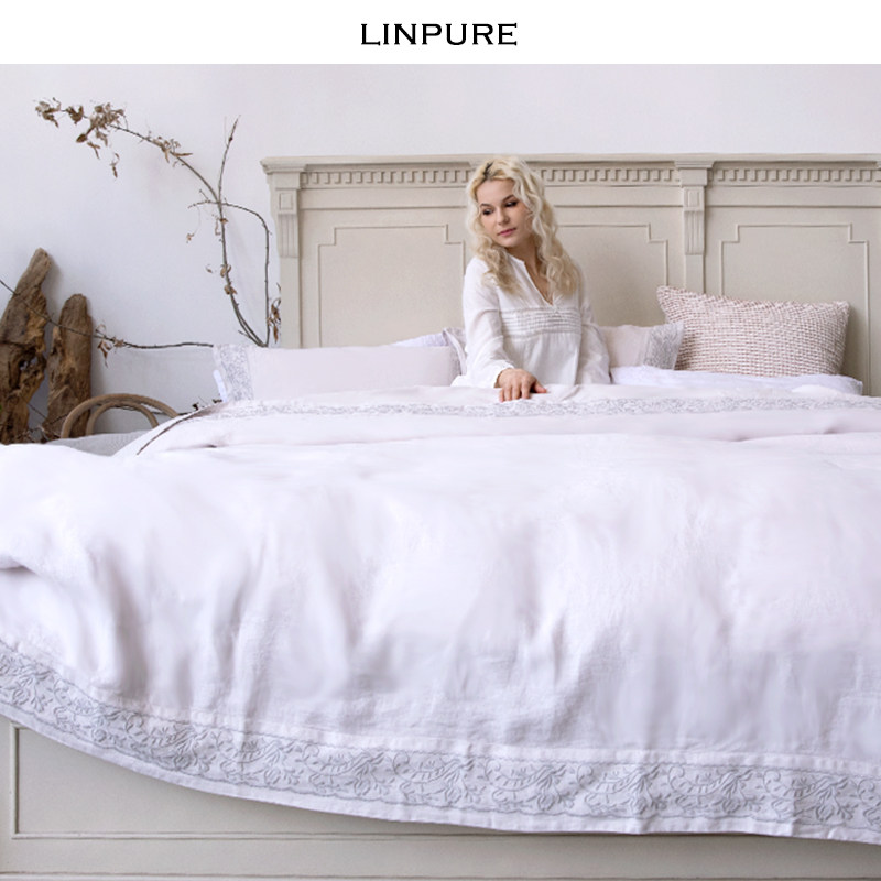 蓝铂家纺四件套茜茜公主的婚礼斜纹刺绣麻双人床单被罩