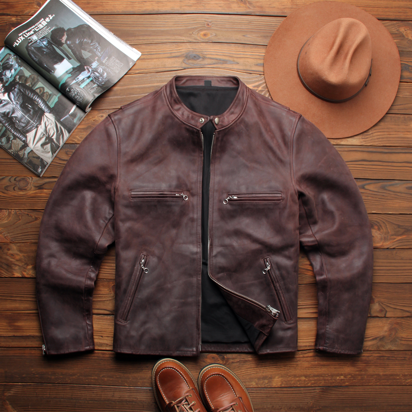 美式复古J100真皮皮衣男士