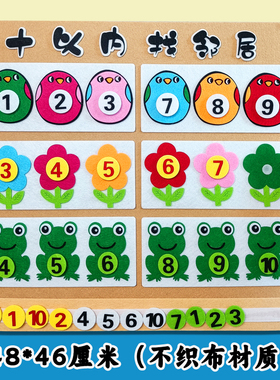 幼儿园小中班墙面款数学区10以内找相邻数益智玩教具游戏操作材料