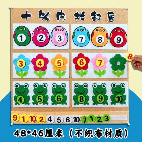 幼儿园小中班墙面款数学区10以内找相邻数益智玩教具游戏操作材料