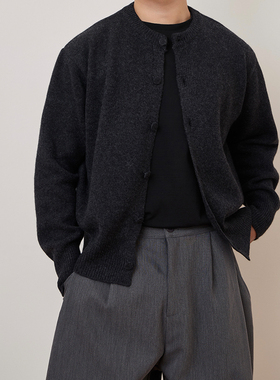 COLOUR U SOUL 秋冬复古100%纯羊毛毛衣开衫老钱百搭针织外套男