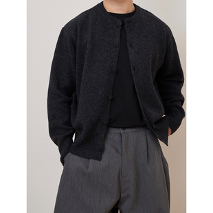 COLOUR U SOUL 秋冬复古100%纯羊毛毛衣开衫老钱百搭针织外套男