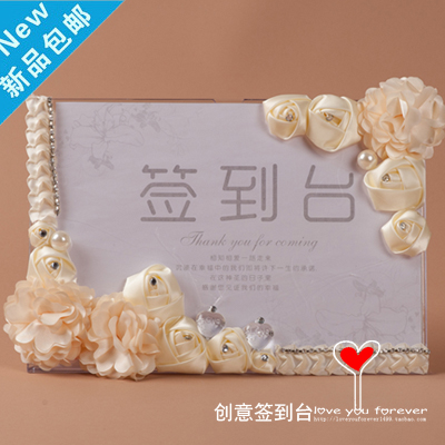 结婚庆婚礼创意装饰品个性亚克力粉色签到台迎宾区摆件桌卡席位卡