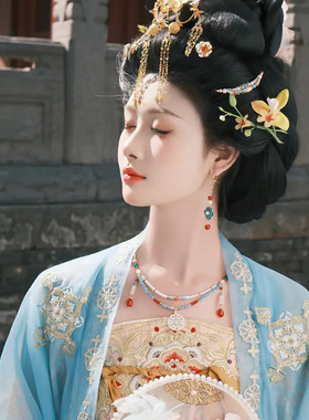 古风绿松石双层串珠软璎珞项链