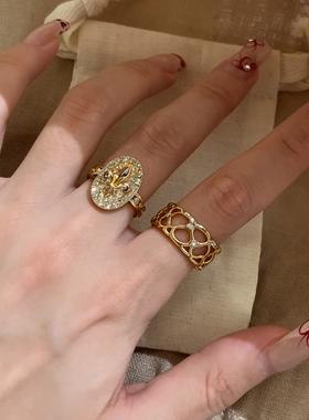 中古华丽重工金色钻戒指