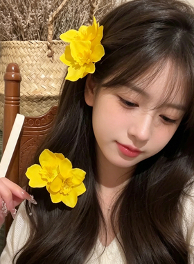 氛围感双生花朵发夹甜女
