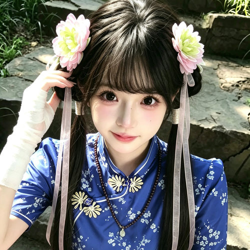 古风汉服cos中华娘头饰甜美花朵