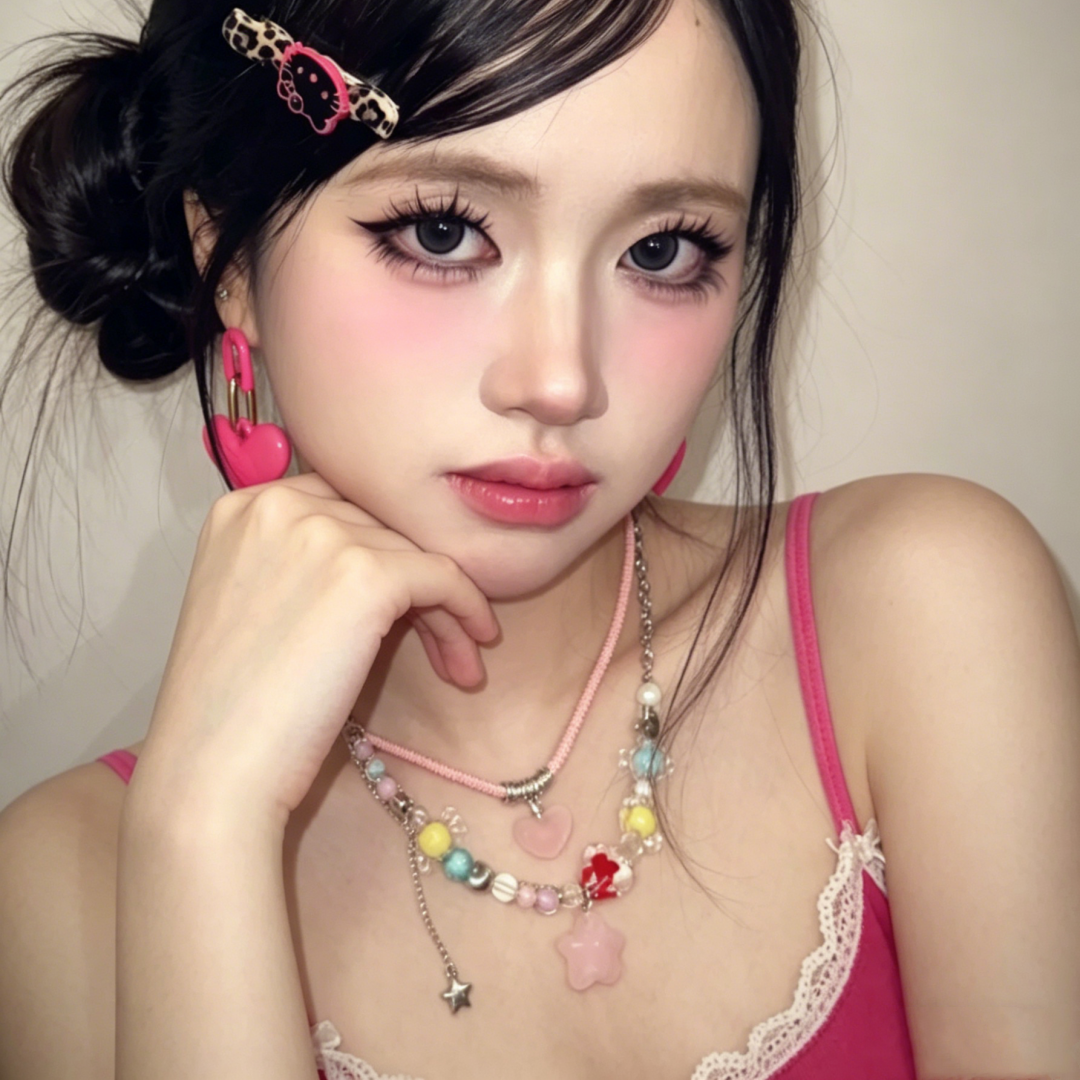 糖果多巴胺爱心星星项链女甜酷辣妹串珠锁骨链y2k可爱脖颈链耳钉