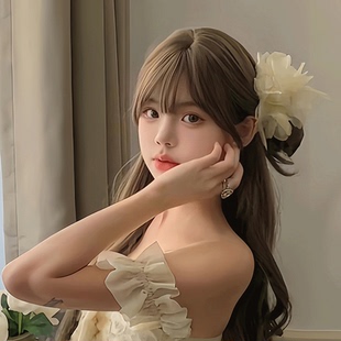 甜美气质白色鲜花欧根纱仿珍珠花朵抓夹超仙绢花头花发夹女头饰