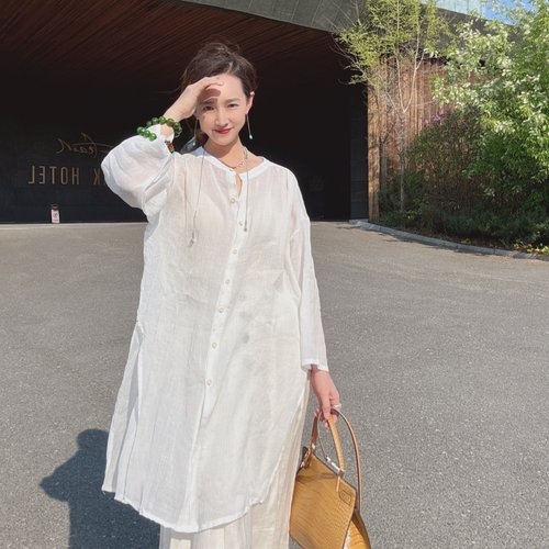 亚麻轻薄衬衫女高级感轻奢减龄夏