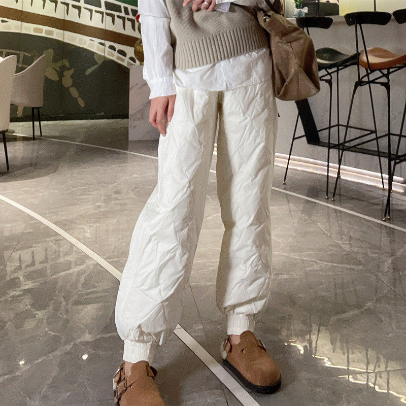 常规中腰白鹅绒束脚羽绒裤