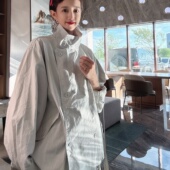 秋宽松中长款 今年流行 爆款 立领外套女款 女装 炸街独特漂亮上衣潮