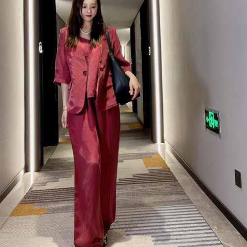 铜氨丝洋气女款夏季三件套时尚