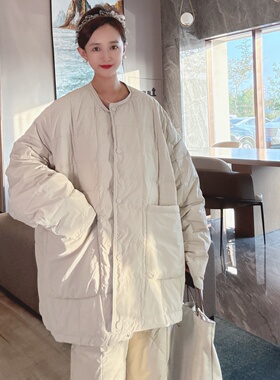 2025巨好看的羽绒服女款冬季中长款宽松松弛感慵懒风白鸭绒外套潮