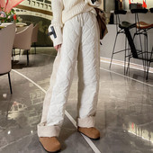 女冬季 外穿欧货洋气宽松直筒阔腿裤 子女新款 鹅绒羽绒裤 2024爆款 潮