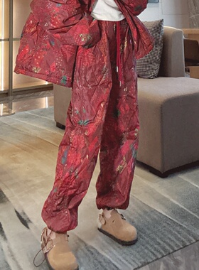 羽绒裤女士2025新款冬季外穿洋气时髦抽绳直筒白鸭绒长款裤子潮流