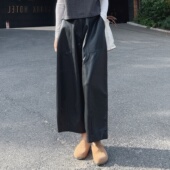 女款 子洋气显瘦阔腿超火九分裤 2025新款 版 皮裤 裤 秋冬季 型超好看