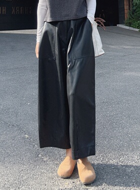 皮裤女款2025新款秋冬季版型超好看的裤子洋气显瘦阔腿超火九分裤