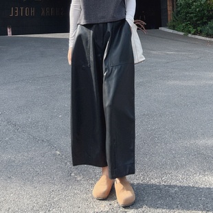 秋冬季 版 型超好看 皮裤 子洋气显瘦阔腿超火九分裤 2025新款 裤 女款