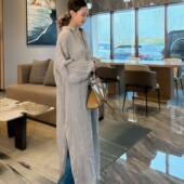 薄款 苎麻长款 衬衣防晒衬衫 轻奢高级感洋气欧货潮时髦上衣女夏过膝