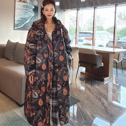 羽绒服女款冬季长款连帽宽松洋气