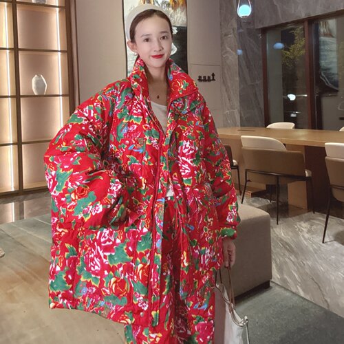 立领羽绒服女款冬季宽松中长款潮