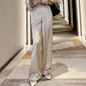 女2024新款 子垂坠感高级感薄款 夏款 阔腿裤 真丝今年流行爆款 裤 长裤