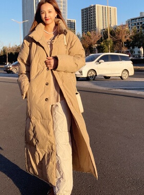 长款过膝羽绒服女款冬季高级感时尚大牌又a又飒网红洋气鸭绒外套