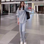 纯棉长袖 上衣百搭潮 春款 t恤女中长款 宽松慵懒风欧货休闲2023新款