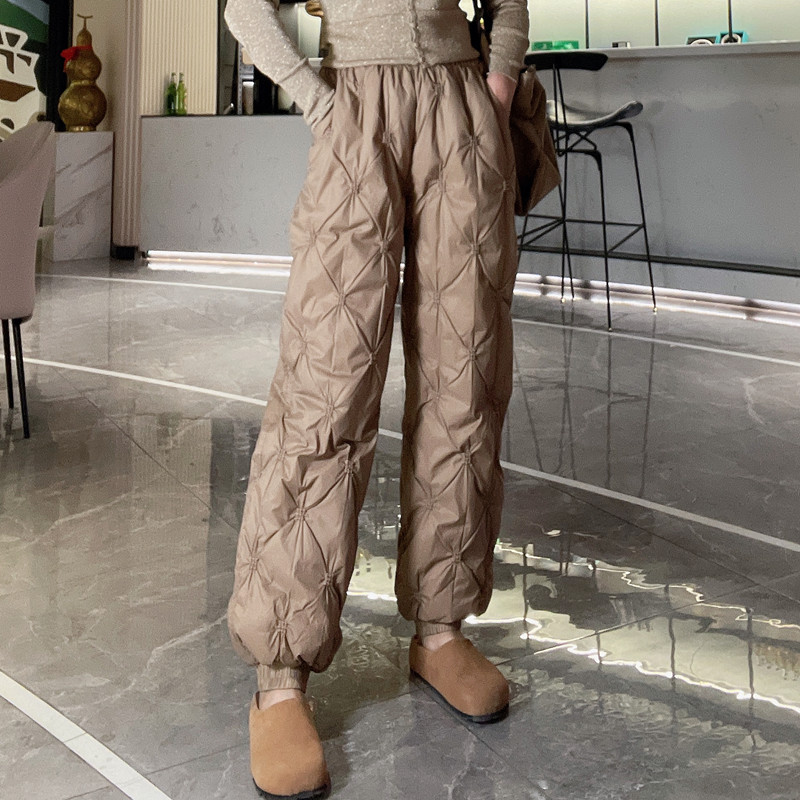 常规自然腰白鸭绒羽绒裤