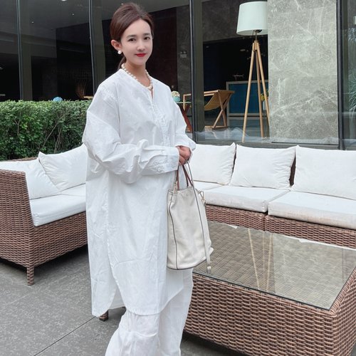 宽松纯色衬衫女款2025新款秋季潮