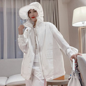 遮阳连帽宽松时尚 今年流行外套女薄款 中长款 潮流夏欧货防晒衣2025