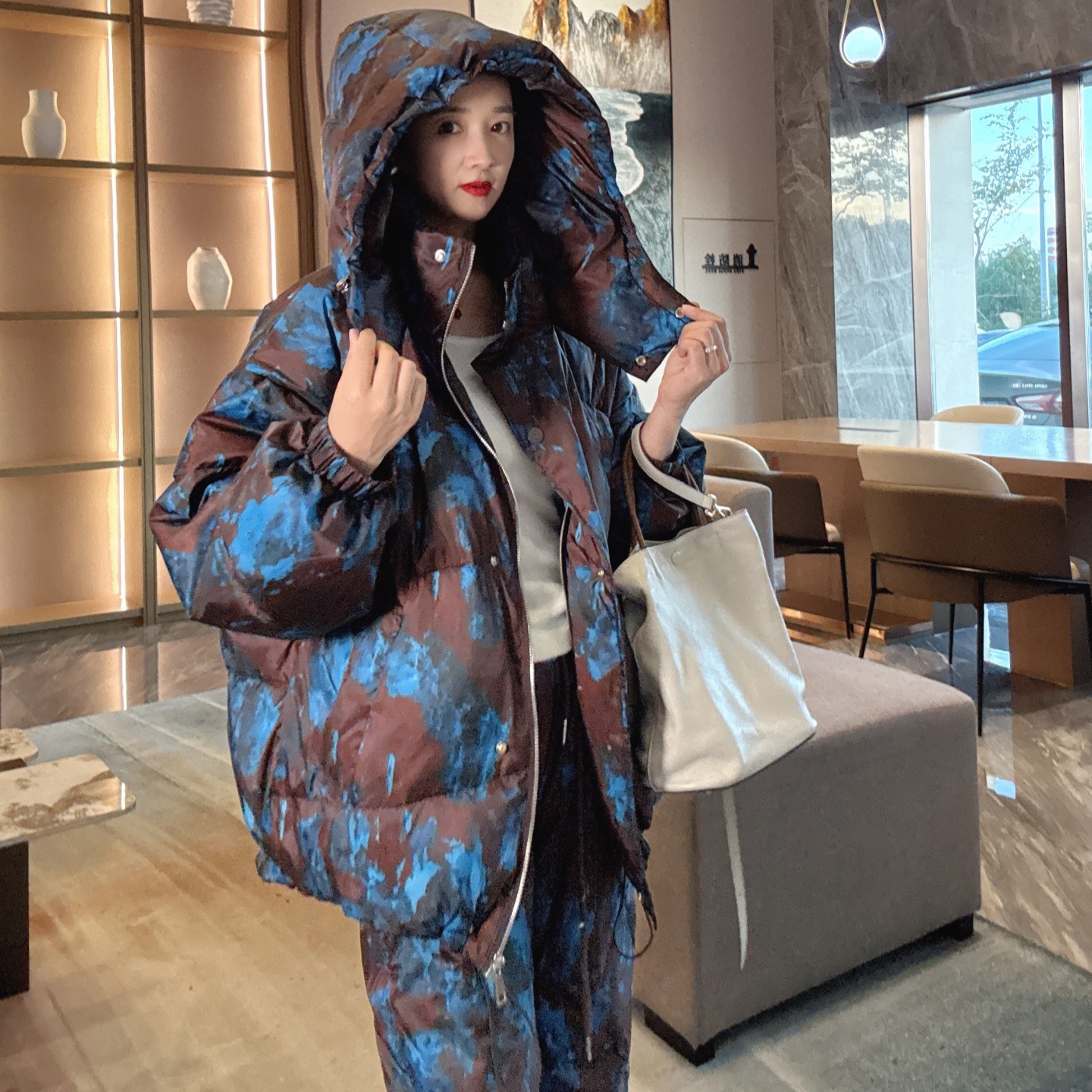 连帽羽绒服冬季女款中长款宽松