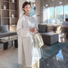 宽松版t恤女款2025新款爆款秋季显瘦遮肉中长款慵懒风纯棉上衣潮