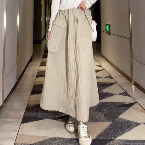 长款A字休闲宽松大兜半身裙