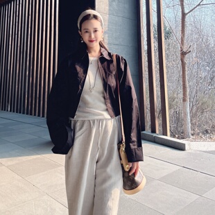 外套2026新款 棉布特别好看 女装 短款 掐腰上衣洋气时髦潮 薄款 春款