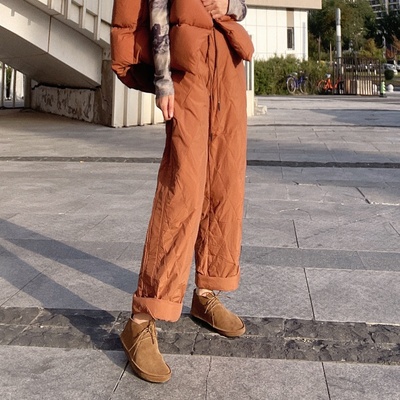 常规自然腰白鸭绒直筒羽绒裤
