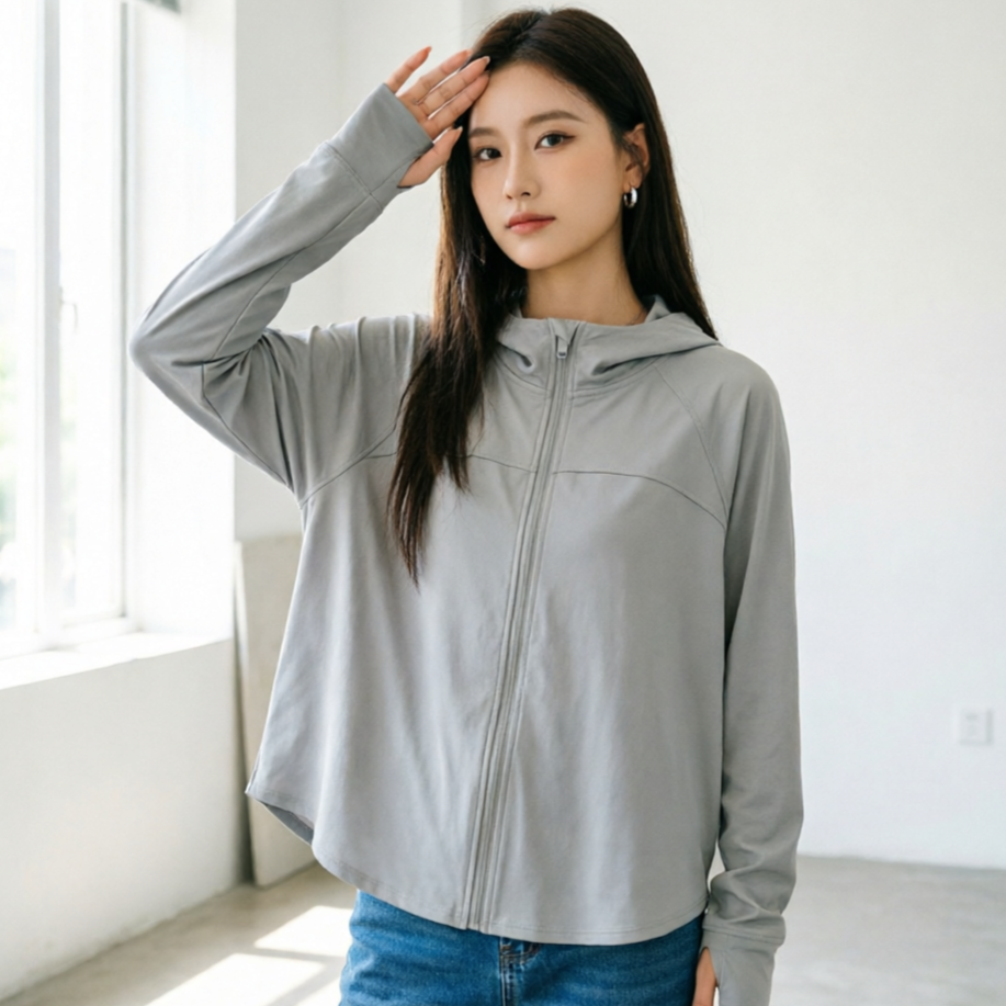 2026新款防晒衣女UPF50+防紫外线冰丝凉感薄款透气连帽斗篷服拉链