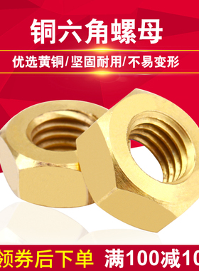铜螺母铜螺丝帽六角铜螺帽M2M2.5M3M4M5M6M8M10M12M14M16M18M20