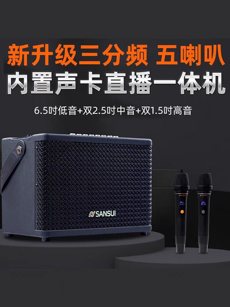 山水音响新款e3广场舞声卡直播网红k歌演出便携式手提三分频音箱