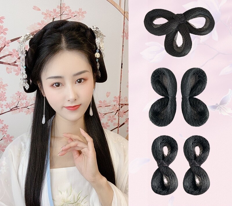 古装假发三环发髻手残党入门级全发丝软发环蝴蝶发包后压造型发髻