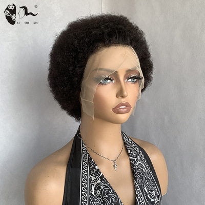 亚马逊非洲真人发爆炸头蕾丝假发女头套Afro human hair lace wig