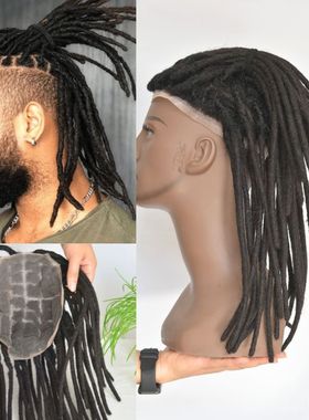 脏辫男士假发发块10X8In全蕾丝真人发dreadlocks hair toupee
