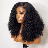 Human hair Lace 12A Drawn Wig Curly Double 300% density