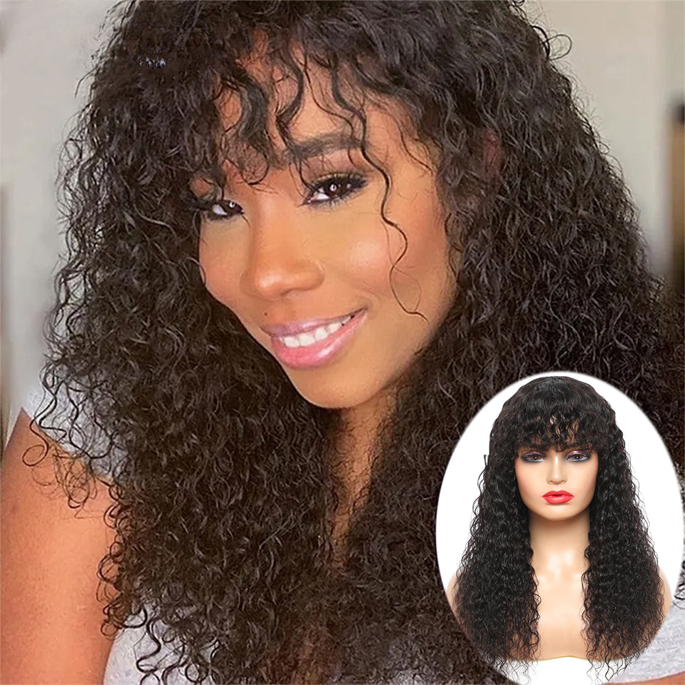 deep wave full machine made wig全机制发套小卷发套human hair