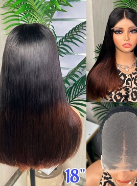 跨境款黑棕直发5×5 glueless SDD Straight wigs Double Drawn
