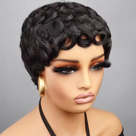 Pixie Cut Wigs 100% Human Hair Wigs Short Curly Pixie