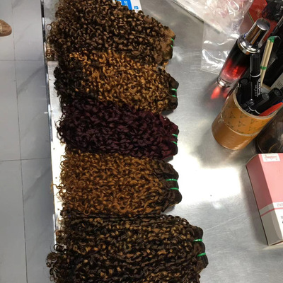 跨境14A SDD super double drawn pixie curly color human hair